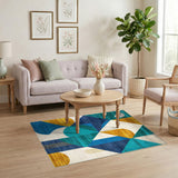 Blue Teal Geometric Modern No. 3 Area Rug