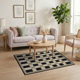 Black Beige Checkered Farmhouse Area Rug