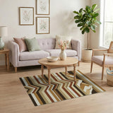Brown Tan Geometric Mountain Stripe Rug