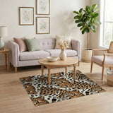 Cheetah Print Pattern Beige Area Rug