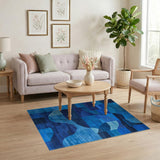 Blue Teal Abstract Wave No. 7 Area Rug