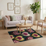 Vintage Carnation Heart Pattern Area Rug