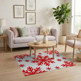 Bold Red Snowflake Area Rug