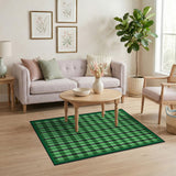 Green Vibrant Green Black Plaid Area Rug
