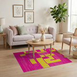 Multi-color and Patterns Vibrant Pink Yellow Geometric Area Rug