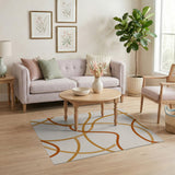 Beige and Neutral Abstract Wavy Lines Beige Area Rug