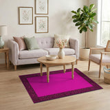 Boho Chic Hot Pink Leopard Print Border Area Rug