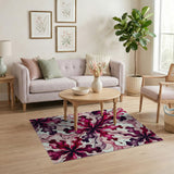 Vibrant Watercolor Pink Floral Area Rug