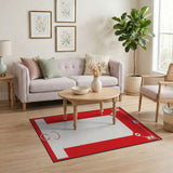 Red Pixel Baseball Diamond Area Rug