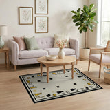 Whimsical Cat Doodle Border Area Rug