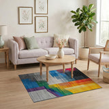 Vibrant Multi-Color Geometric Abstract Multi-color and Patterns Area Rug