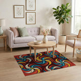 Vibrant Teal Swirl Heritage Tribal Area Rug