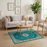 Teal Persian Medallion No. 9 Area Rug