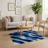 Sweeping Blue Watercolor Brushstroke Area Rug