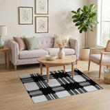 Geometric Modern Black and White Bold Black White Plaid Check Area Rug