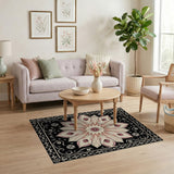 Traditional Persian Ornate Pink Medallion Persian Area Rug