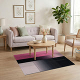 Pink Black Grid Geometric Area Rug