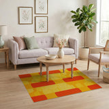 Vibrant Yellow Red Geometric Abstract Area Rug