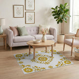 Golden Sunflower Floral Mandala Area Rug