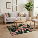 Floral Vintage Vintage Blush Pink Rose Floral Area Rug