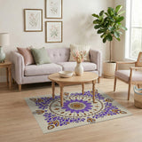 Purple Traditional Persian Purple Mandala Floral Area Rug