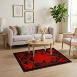Gothic Black Bats Red Moon Area Rug