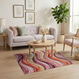 Wavy Sunset Orange Abstract Area Rug
