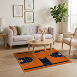 Orange Geometric Modern Orange Basketball Court Area Rug