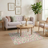 Pink Floral Vintage Washable Pink Area Rug
