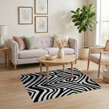 Bold Zebra Stripe Black White Black and White Area Rug