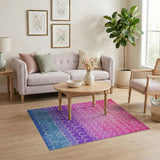 Ombre Wave Area Rug in Pink to Teal