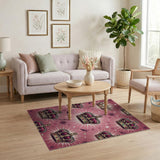 Golden Crowns Pink Kids Cartoon Rug