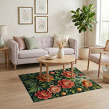 Lush Peony Blooms Floral Area Rug