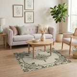 Beige and Neutral Ornate Gold Filigree Beige Area Rug