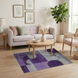 Purple Gray Geometric Abstract Area Rug