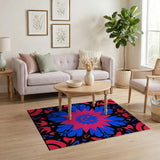 Bold Smirking Skull Geometric Area Rug