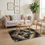 Geometric Wolf Head Area Rug