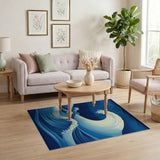 Cascading Ocean Waves Navy Area Rug
