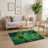 Washable 3D Landscape Forest Map Low Pile Area Rug
