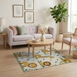 Playful Giraffe Lion Kids Cartoon Rug