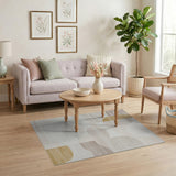 Abstract Beige Gold Organic Shapes Area Rug