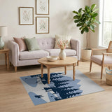 Navy Pine Forest Snowy Peaks Area Rug