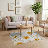 Playful Egg Yolk Kittens Snowflakes Area Rug