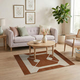 Brown Tan Baseball Diamond Geometric Area Rug