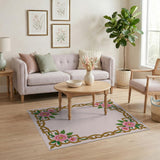 Ornate Pink Rose Gold Frame Area Rug