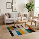 Multi-color and Patterns Vibrant Geometric Abstract Multi-Color Area Rug