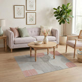 Modern Pink Grey Abstract Geometric Area Rug