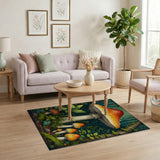 Multi-color and Patterns Enchanted Orange Mushroom Forest Area Rug