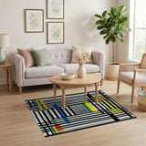 Multi-color and Patterns Bold Multi-Color Geometric Grid Area Rug