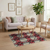 Red Bold Red Geometric Plaid Area Rug